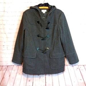 St John's Bay Woman's Hooded Gray  Warm Wool Cashmere‎ Coat  1XL